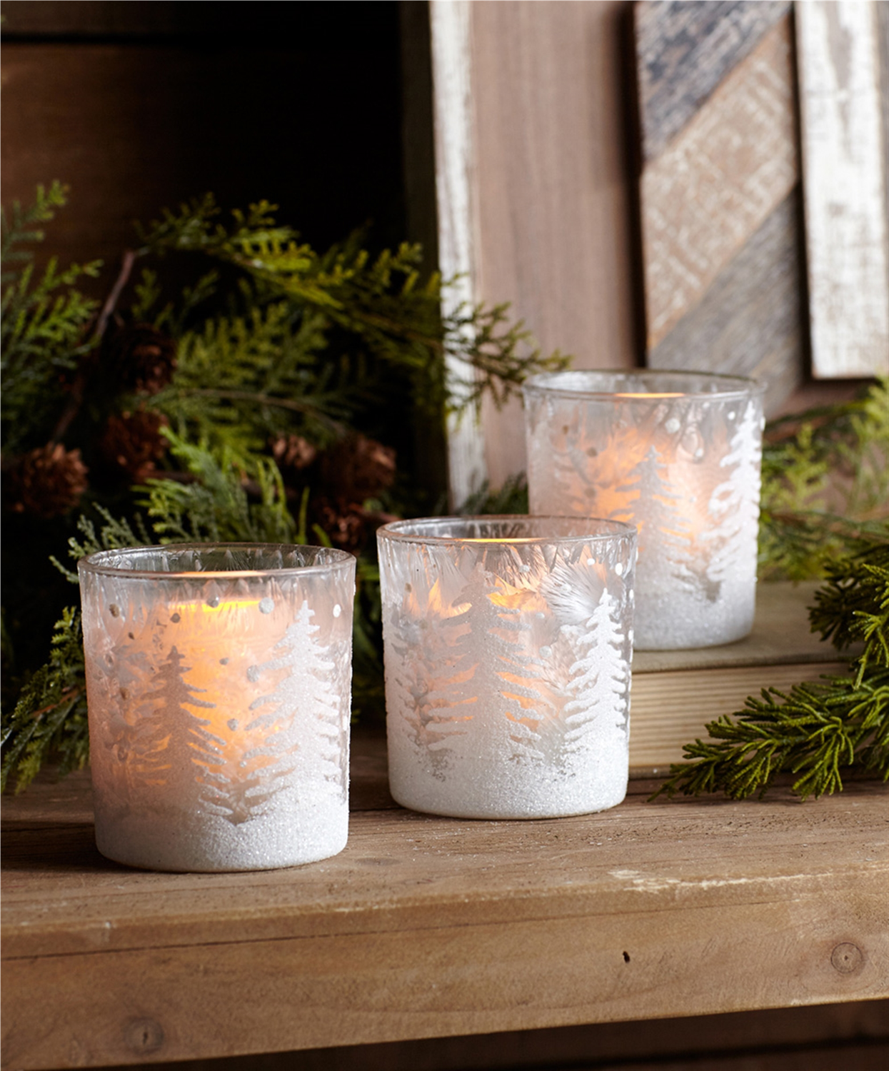 Tree Votive Holder (Set of 12) in PVC Box 3.5"H Glass