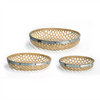Round Woven Tray (Set of 3) 17"D, 20"D, 23.5"D Bamboo/Metal