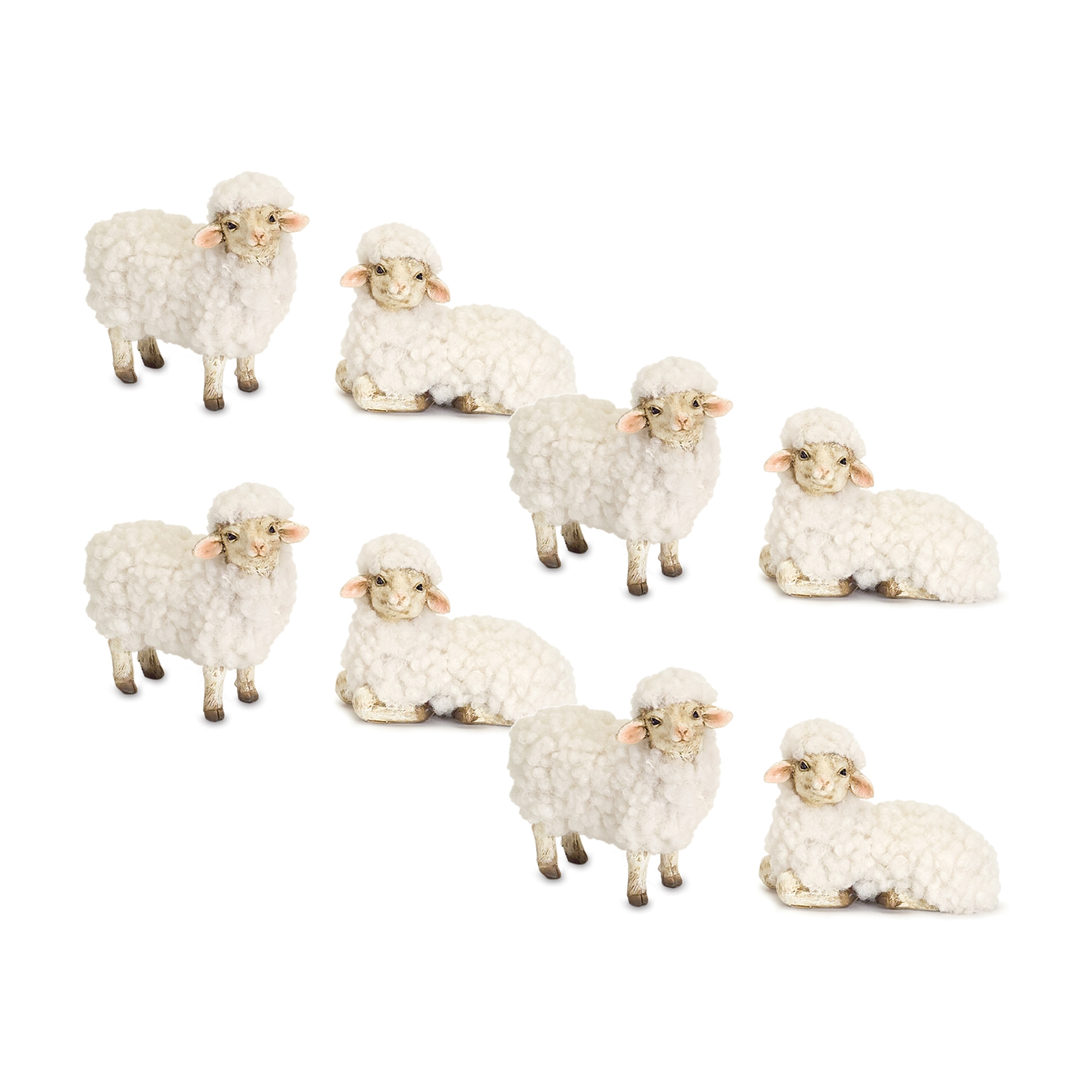 Sheep (Set of 8) 3"H, 3.5"H Resin