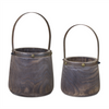 Pail (Set of 2) 7.5"D x 11.75"H, 9"D x 14"H Wood/Steel