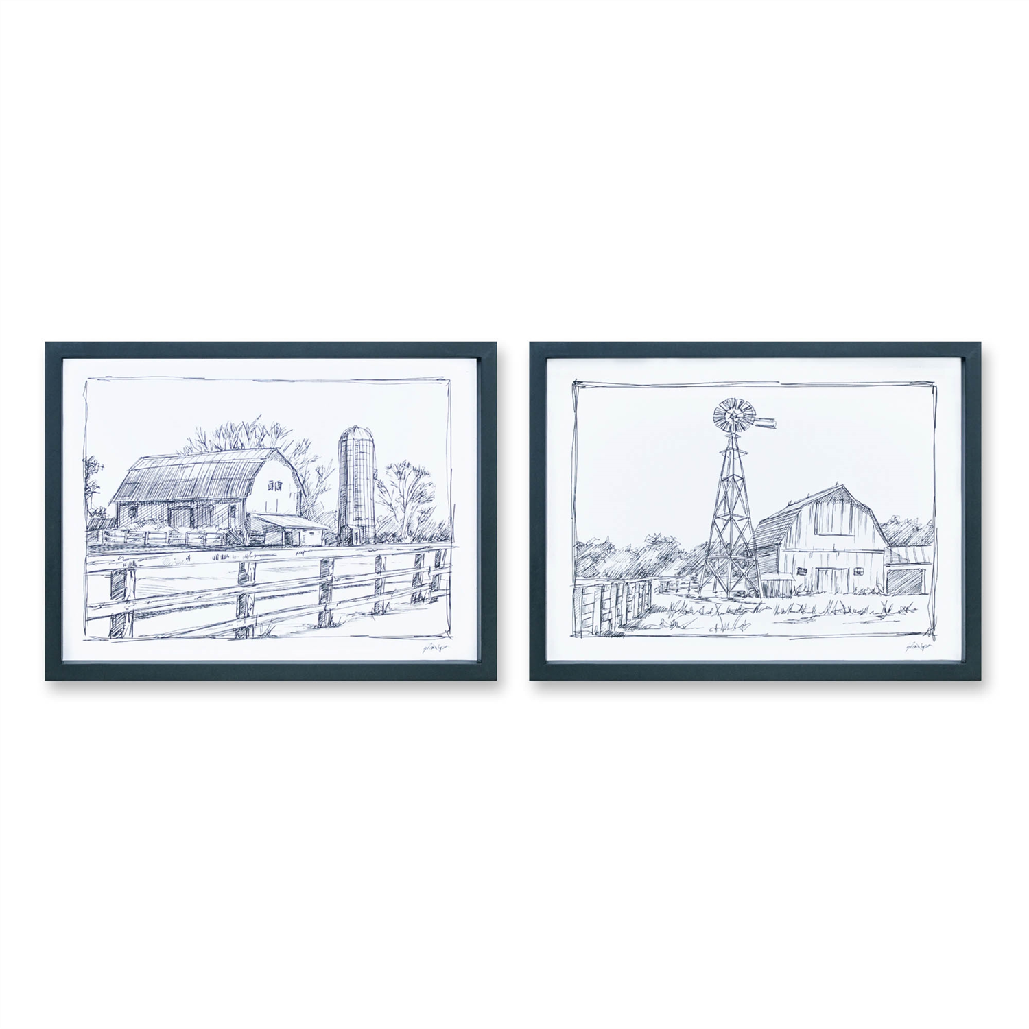 Barn Print (Set of 2) 15.75"L x 12"H MDF/Paper