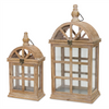 Lantern (Set of 2) 7.5"L x 14.75"H, 10.25"L x 21.5"H Wood/Glass