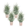 Potted Icy Pine Tree (Set of 4) 15”H Plastic/Paper