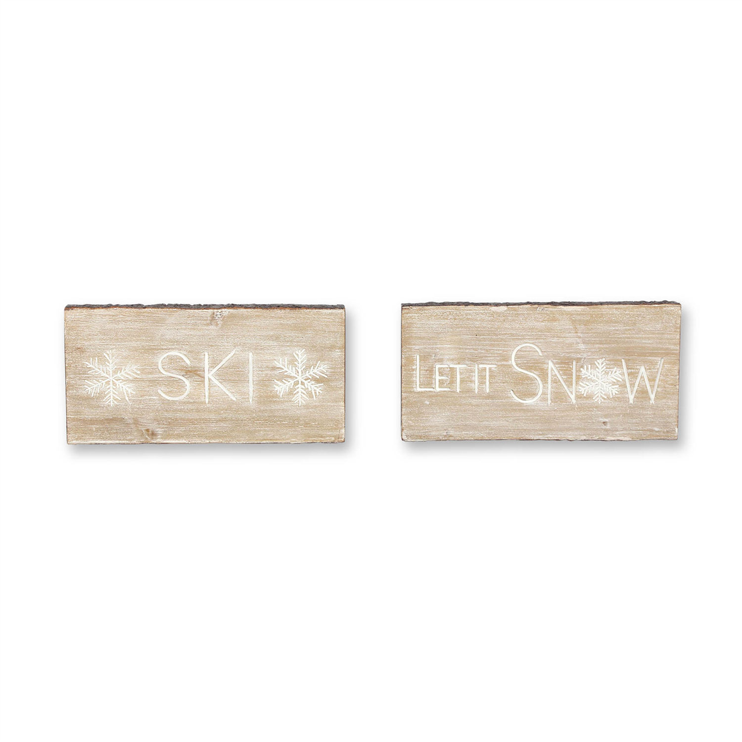 Let It Snow and Ski Plaque (Set of 2) 15.75"L x 7.75"H MDF