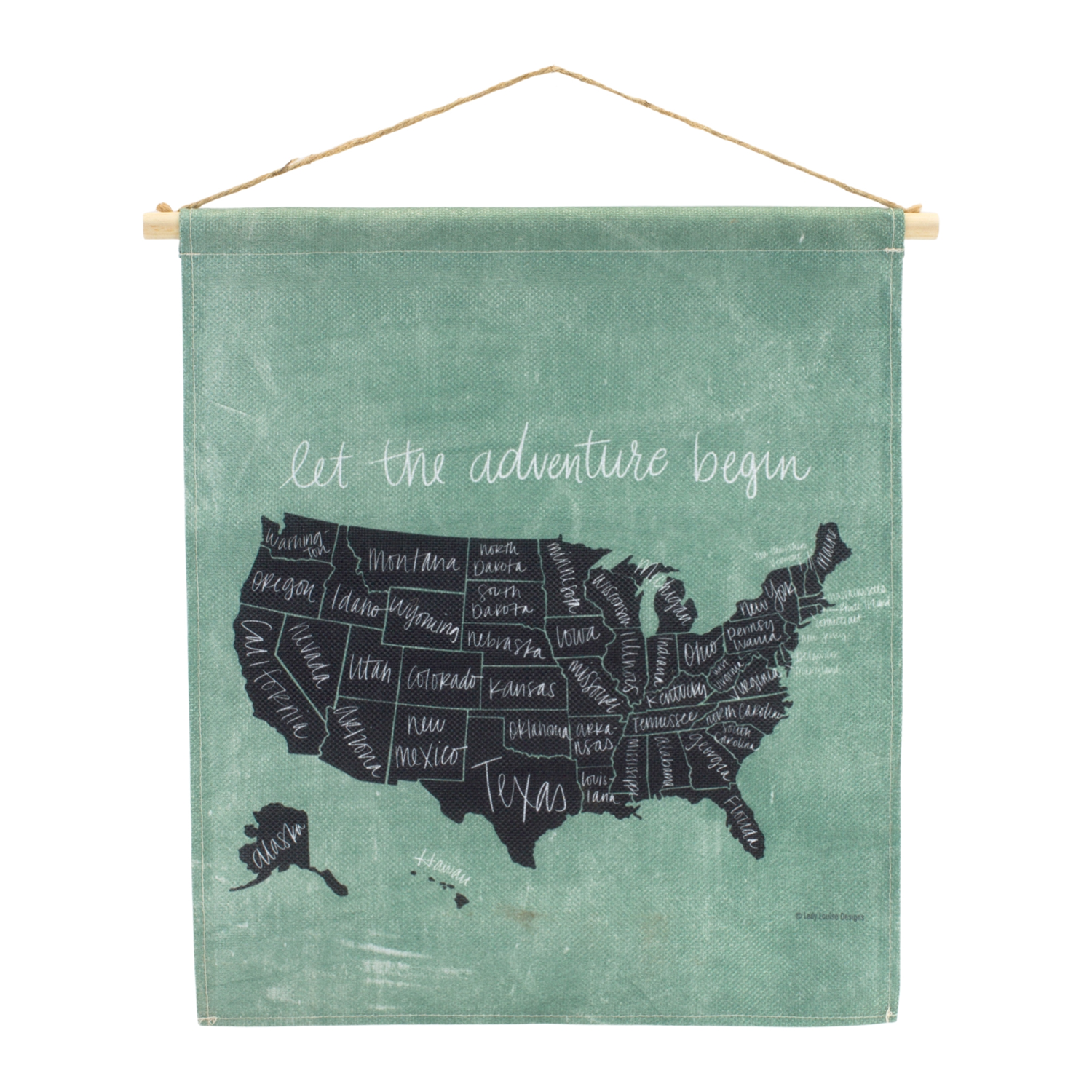 United States Wall Hanging 15"L x 18.5"H Linen/Wood