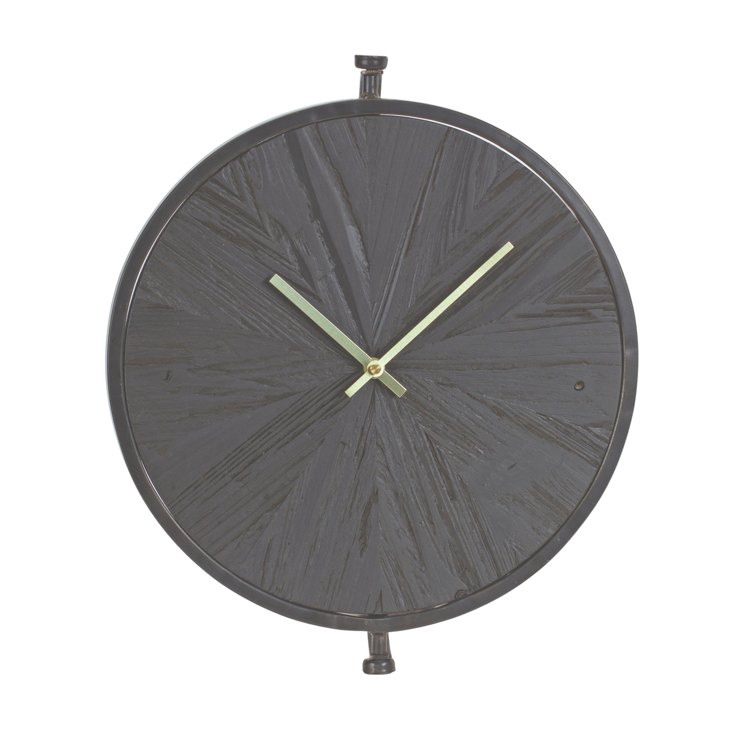 Wall Clock 16.25”D Wood/Iron 1 AA Battery, Not Included