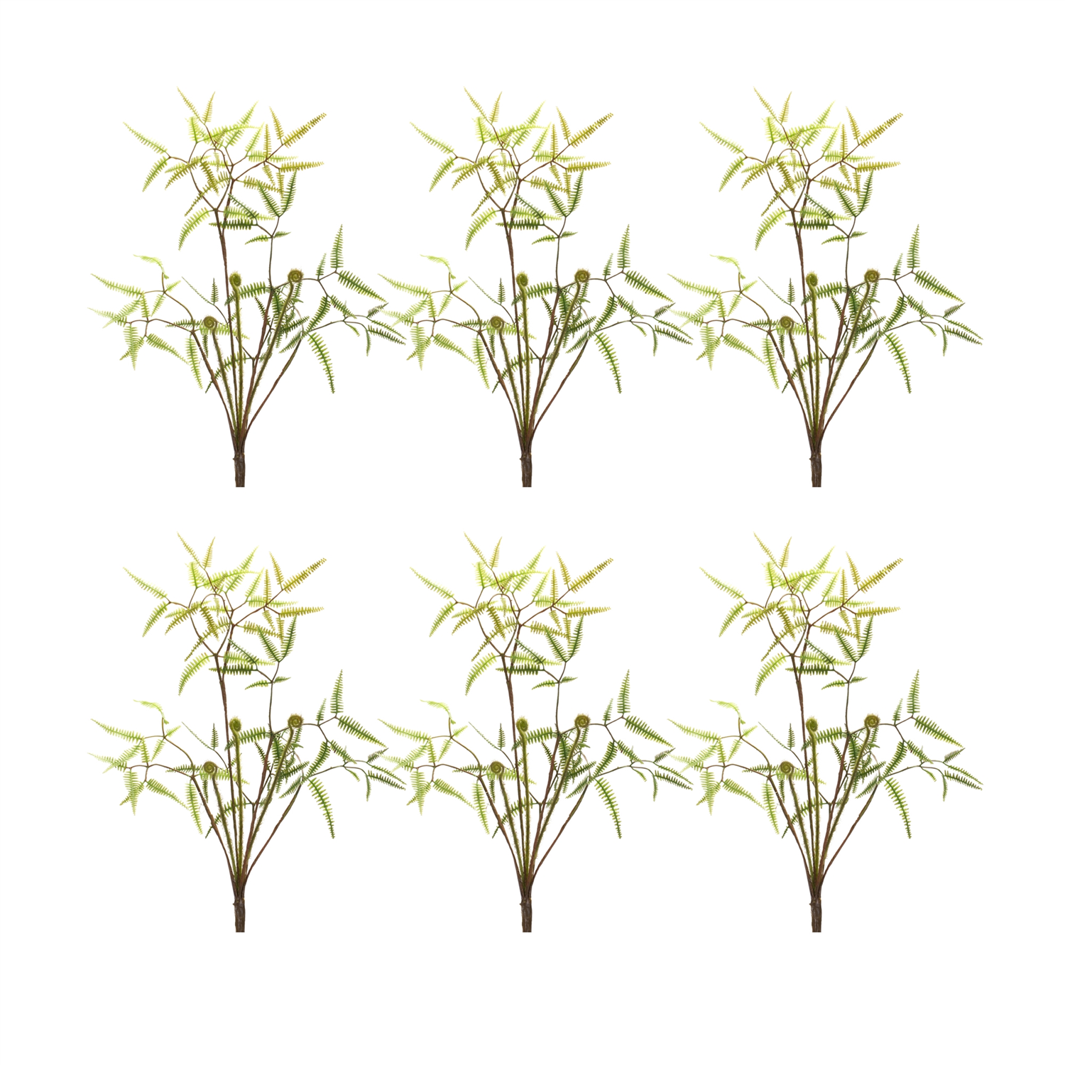 Mini Fern Bush (Set of 6) 19”H Plastic