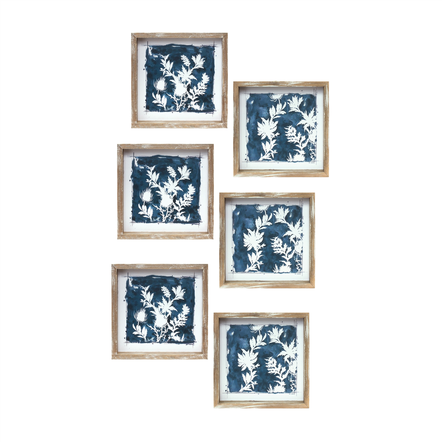 Framed Floral Print (Set of 6) 8”SQ MDF