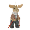 Moose w/Ski Poles Ornament (Set of 6) 5.5”H Wood