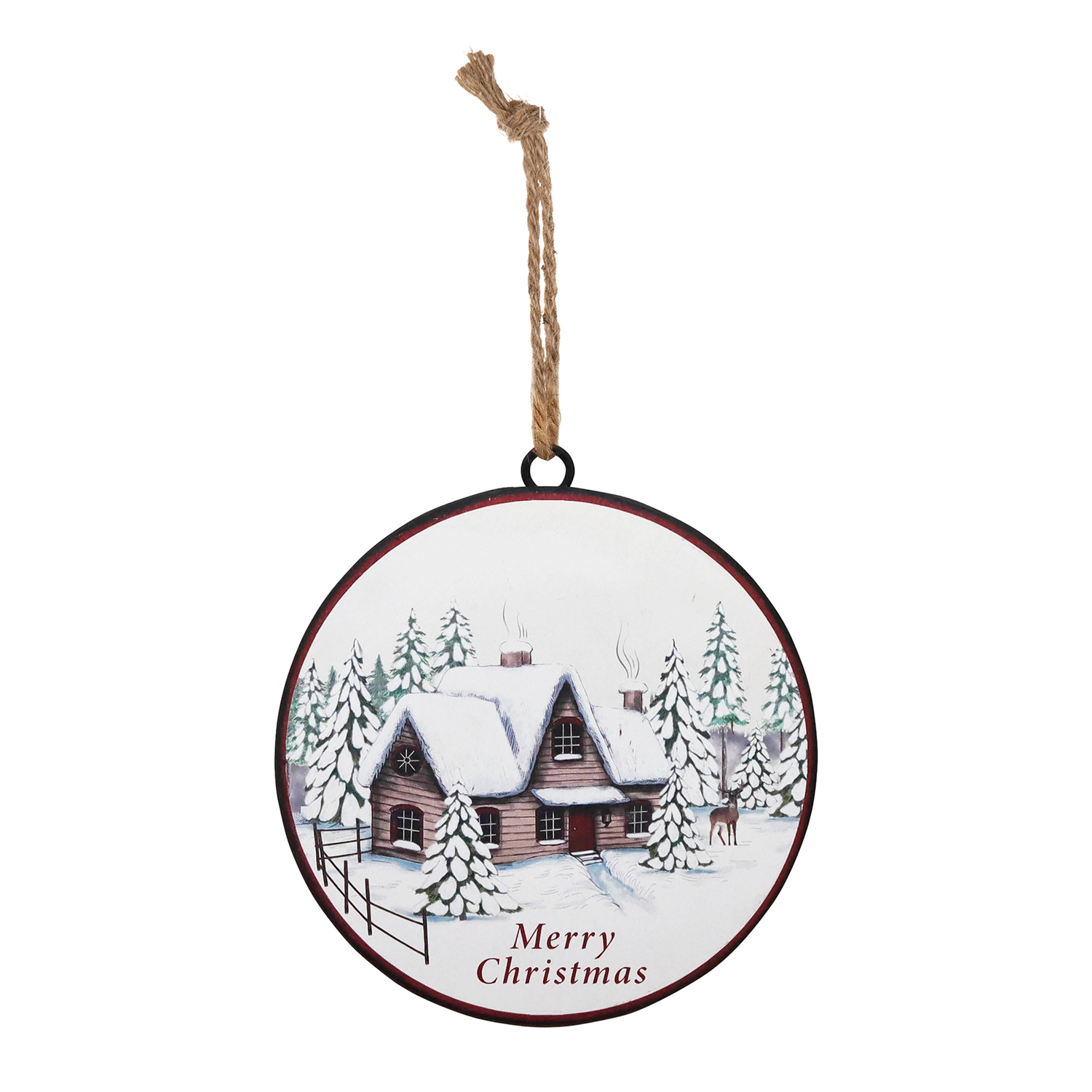 Winter Scene Disc (Set of 12) 6”D Iron