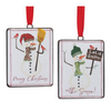 Snowman Ornament (Set of 12) 5.5”H Iron