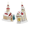 Church Ornament (Set of 6) 5.75"H, 6.25"H Glass
