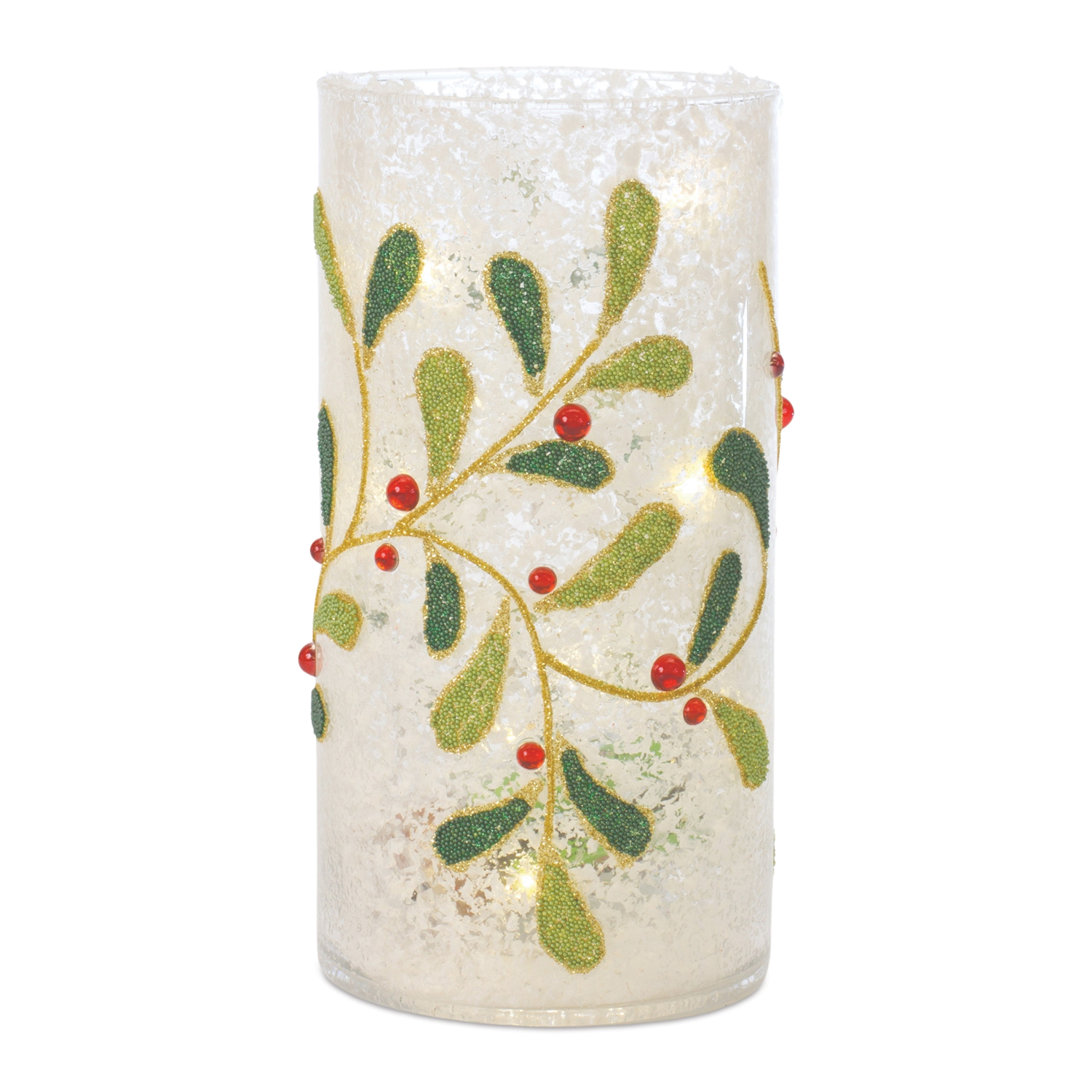 Mistletoe Candle Holder (Set of 2) 7.75”H Glass