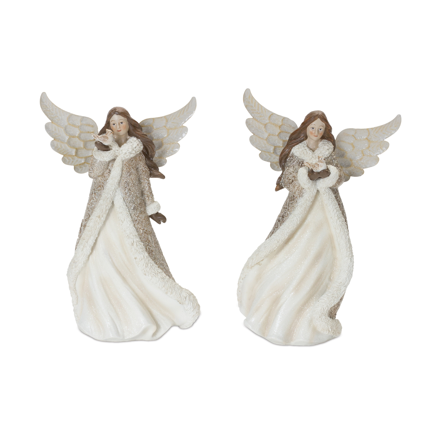 Angel w/Bird (Set of 2) 12”H Resin