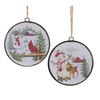 Snowman Disc Ornament (Set of 12) 6.5”H Metal