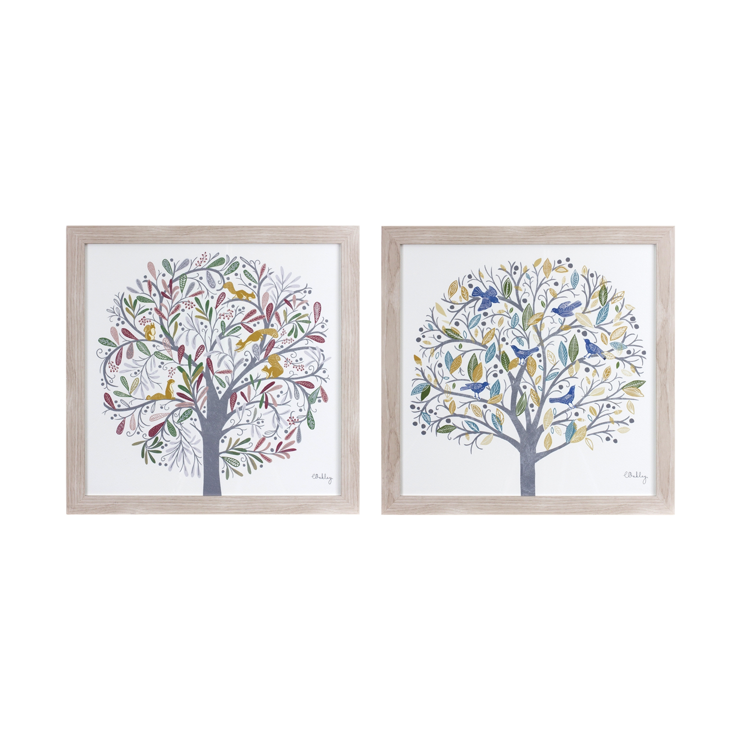 Tree Print (Set of 2) 15.75”SQ Plastic/Paper