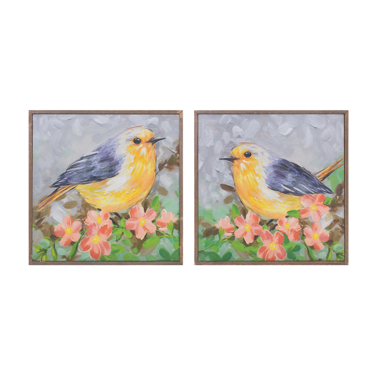 Bird Block (Set of 4) 10”SQ Wood/Canvas
