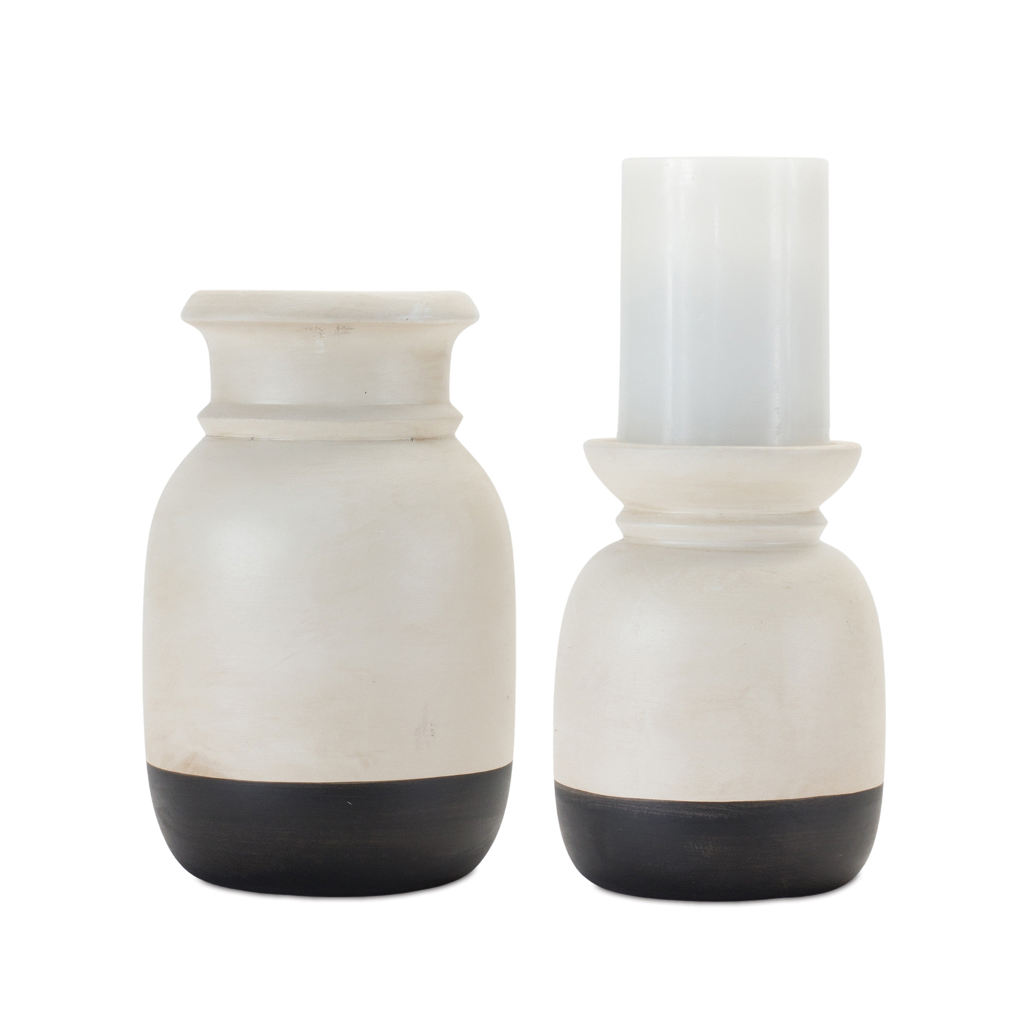 Candle Holder (Set of 2) 6.25"H, 8.25"H Ceramic