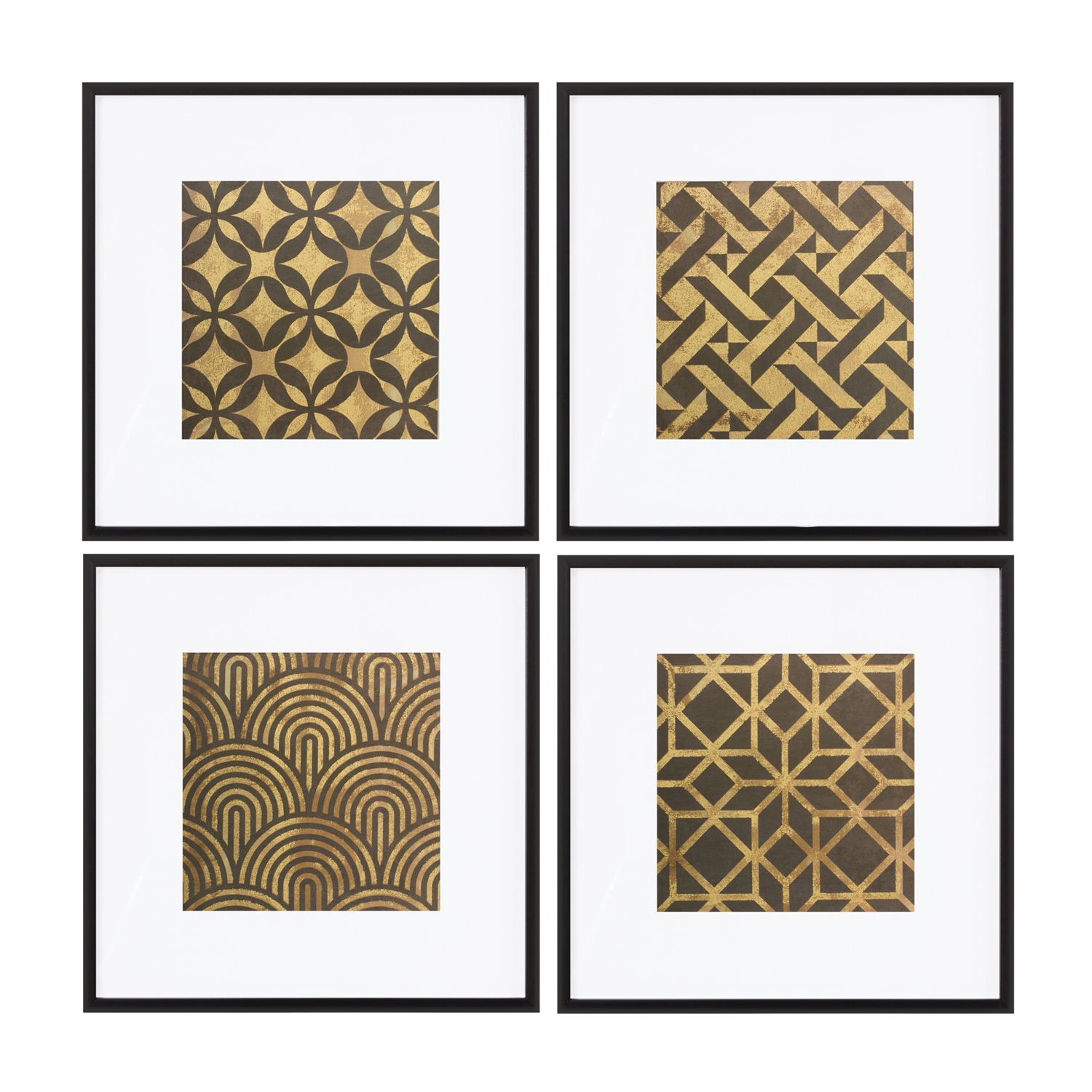 Geometric Print (Set of 4) 20”SQ Plastic/Paper/Glass