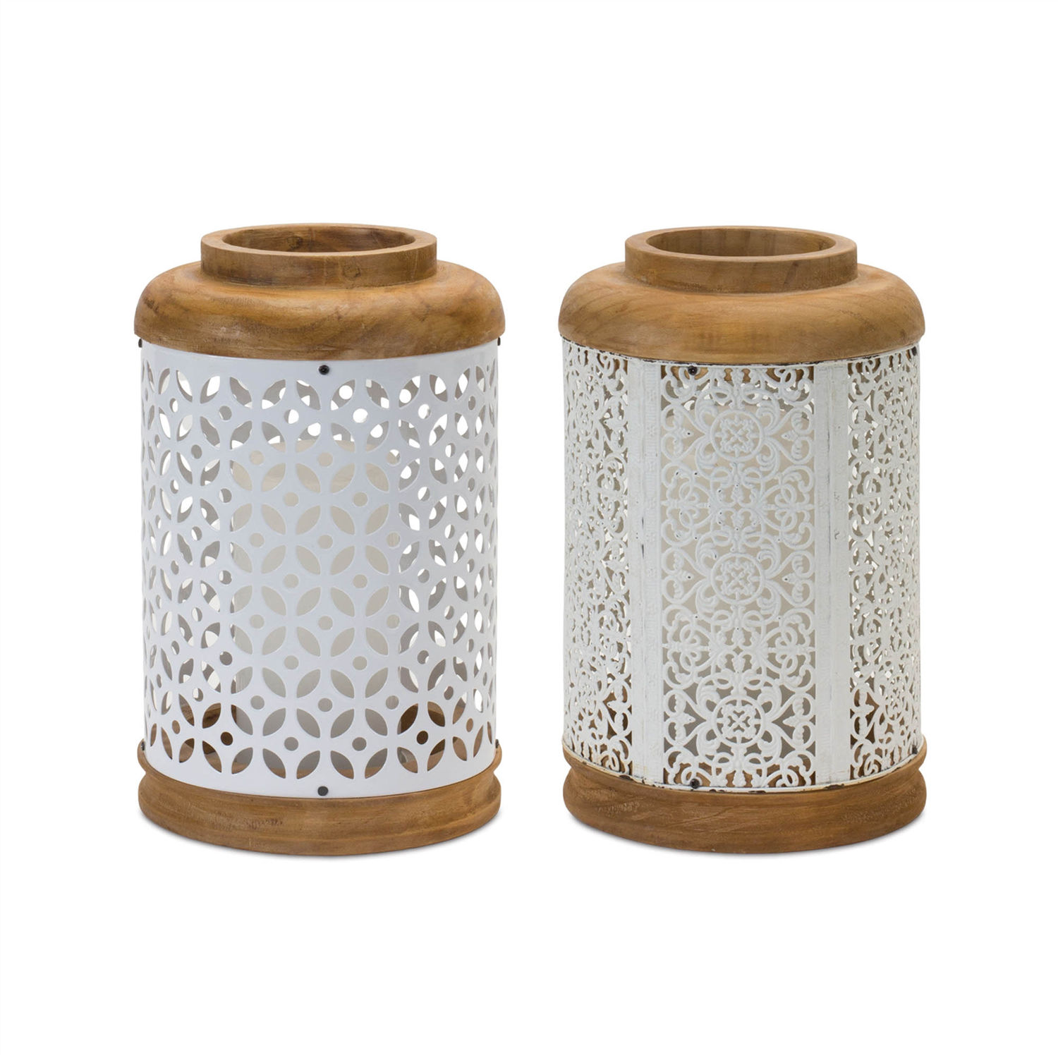 Lantern (Set of 2) 10.25”H Wood/Metal