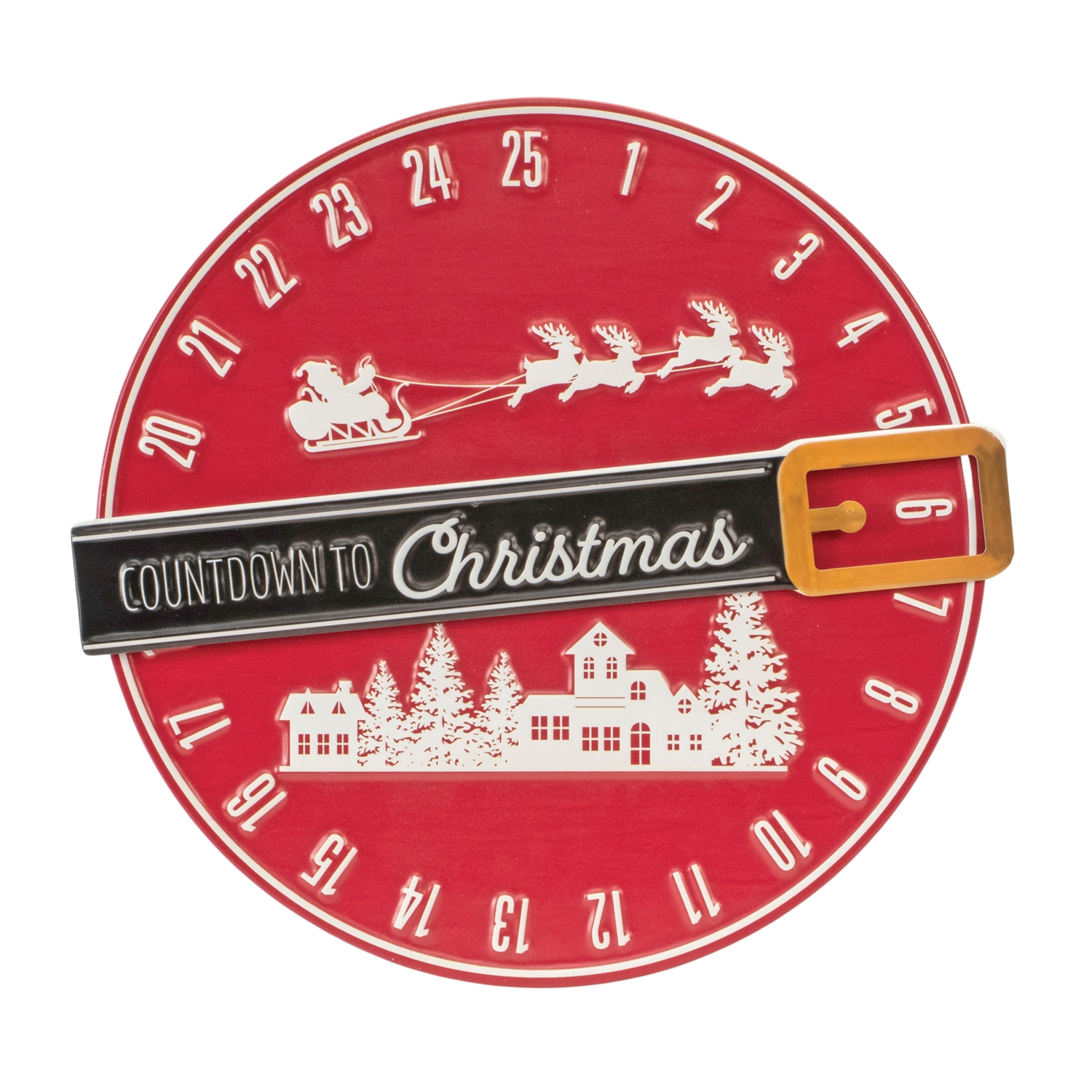 Santa Belt Christmas Countdown 16"D Metal