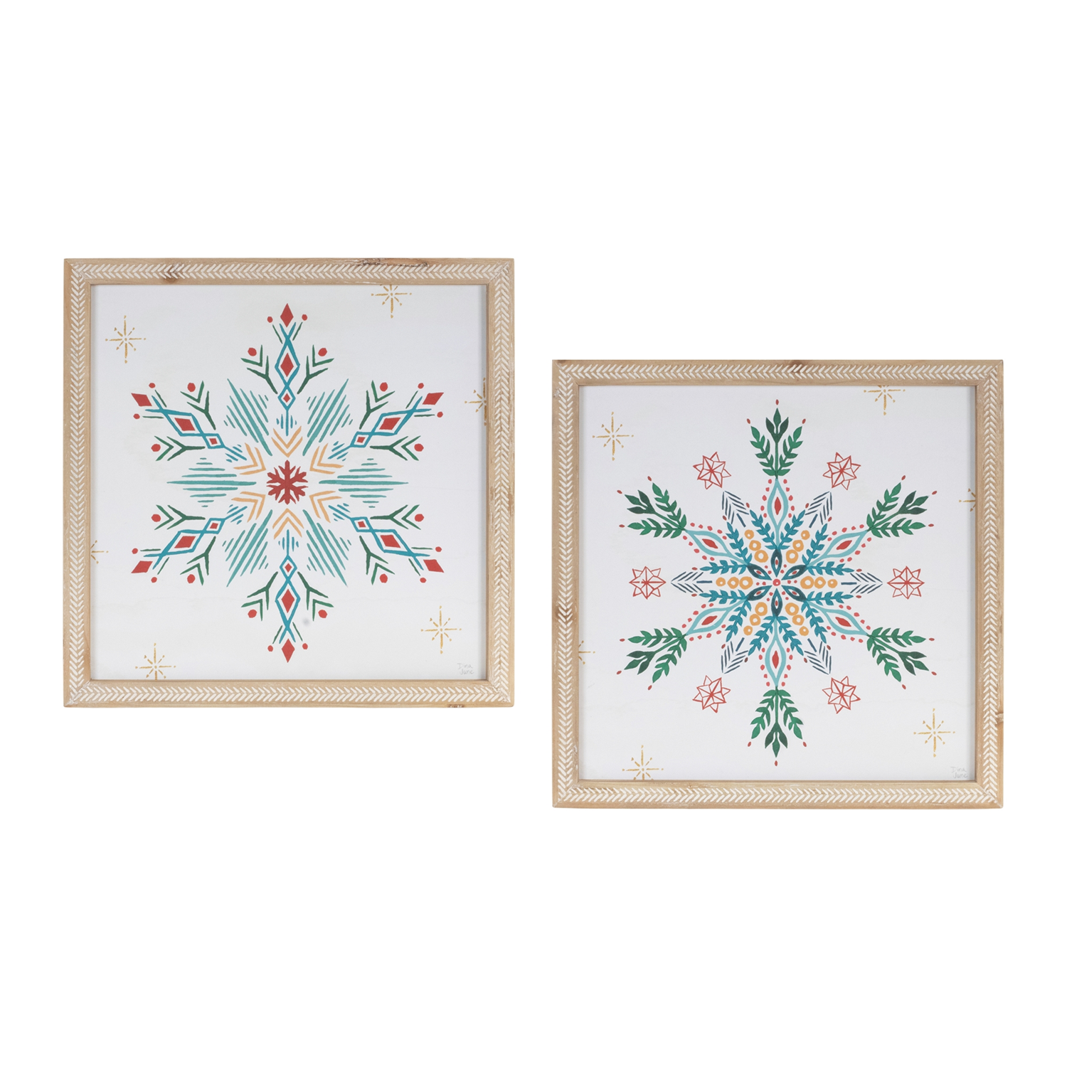Snowflake Print (Set of 2) 13.5"SQ MDF