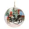 Dog and Sleigh Disc Ornament (Set of 6) 6”H Iron