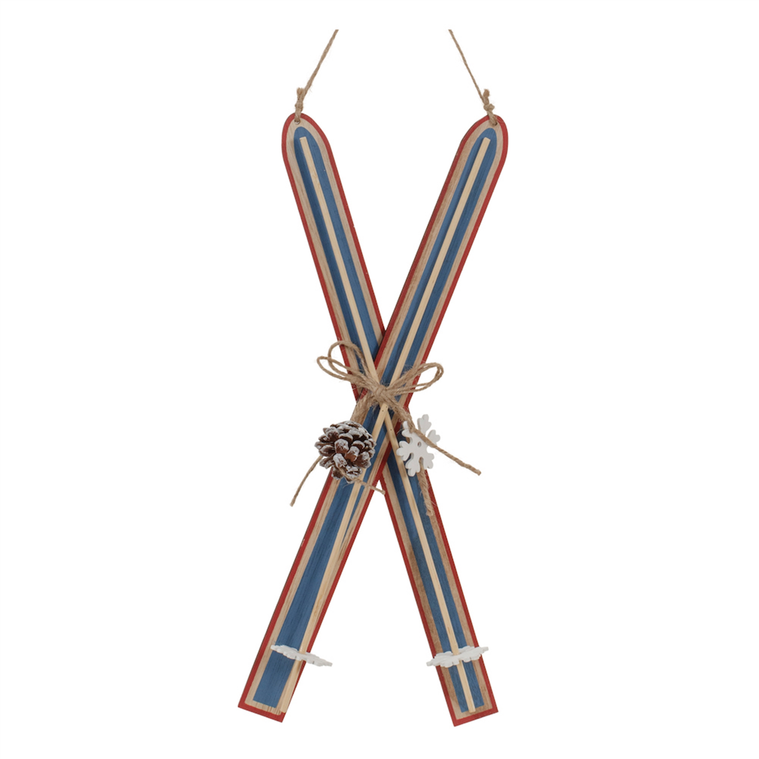 Ski Ornament (Set of 2) 15.5”H Wood/Jute