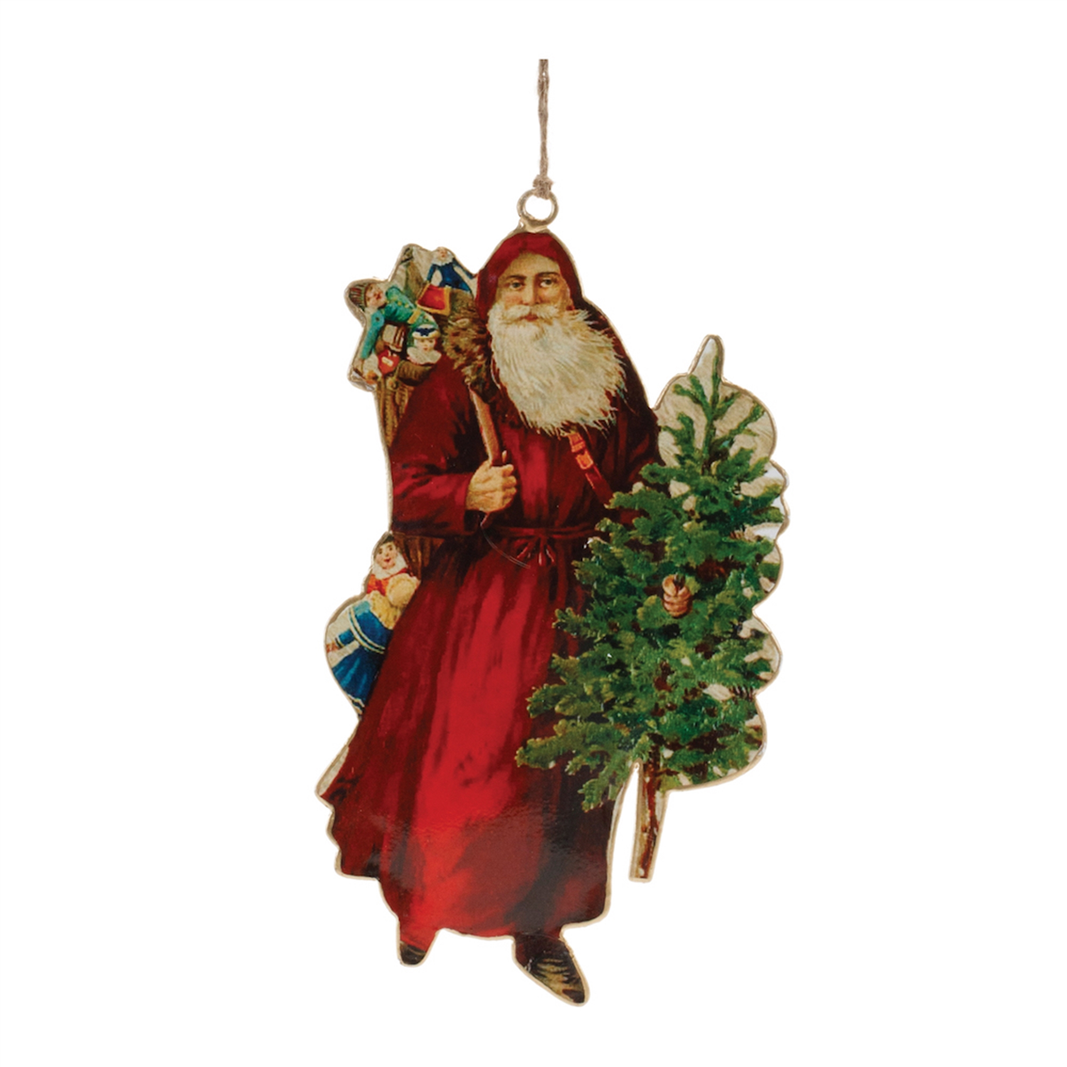 Vintage Santa Ornament (Set of 6) 8.5”H Iron