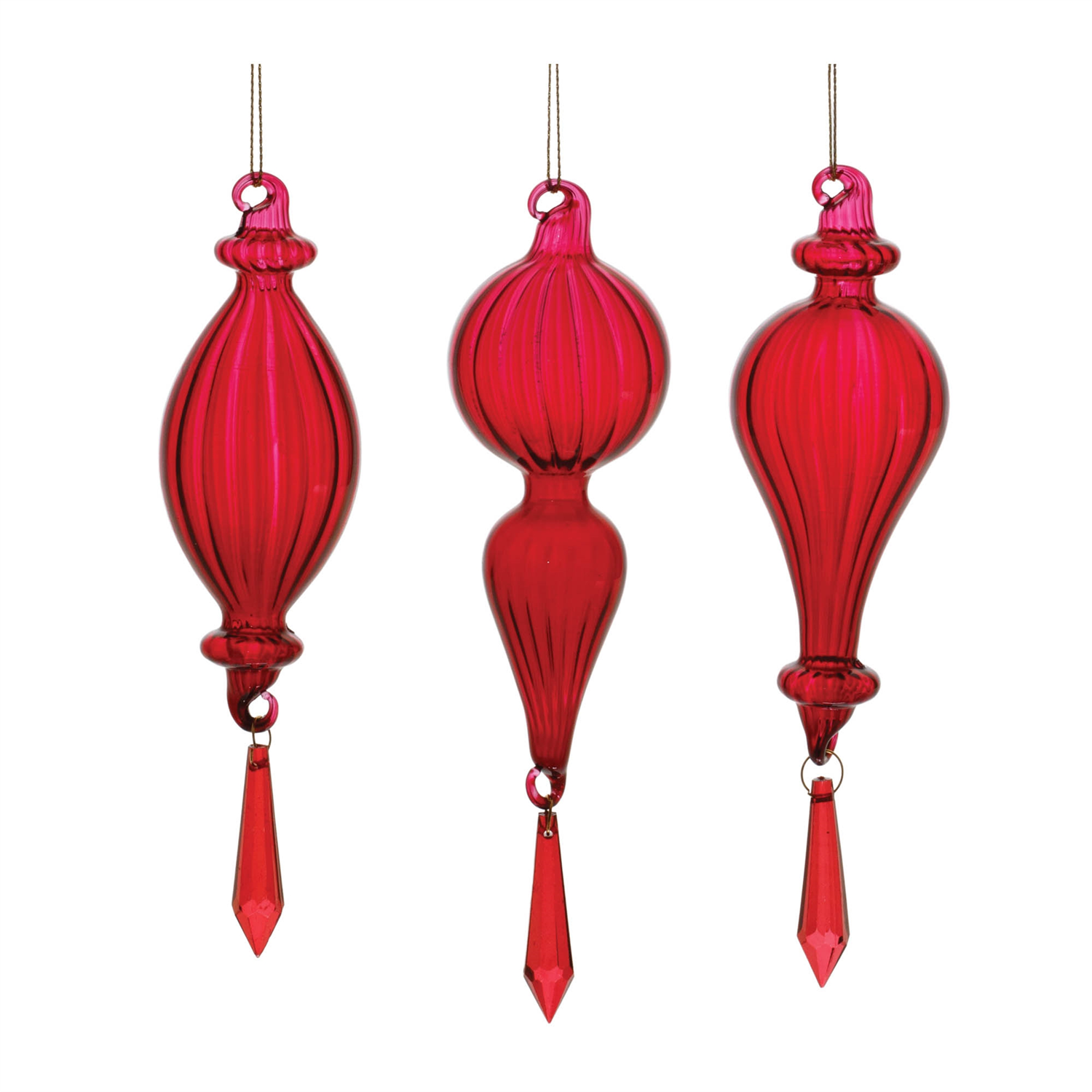 Drop Ornament (Set of 3) 7.5”H Glass