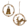 Deer and Tree Ornament (Set of 6) 5.5”H Metal/Wood