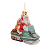 Santa on Snowmobile Ornament (Set of 6) 5”H Glass