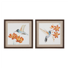 Framed Hummingbird Print (Set of 2) 12”SQ MDF/Canvas/Plastic