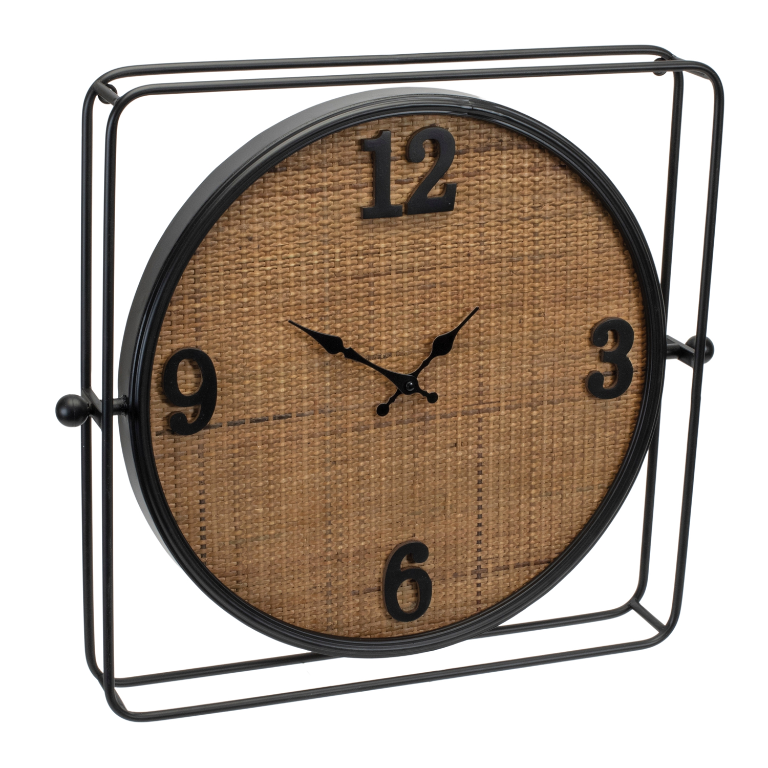 Wall Clock 19.5"SQ Iron/Wood