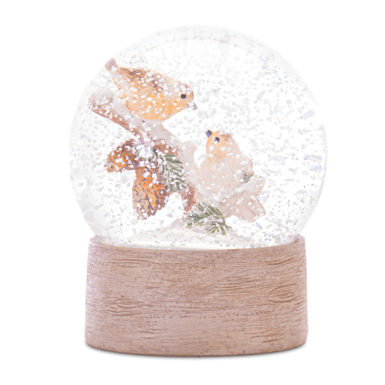 Snow Globe w/Birds 4.5”H Resin