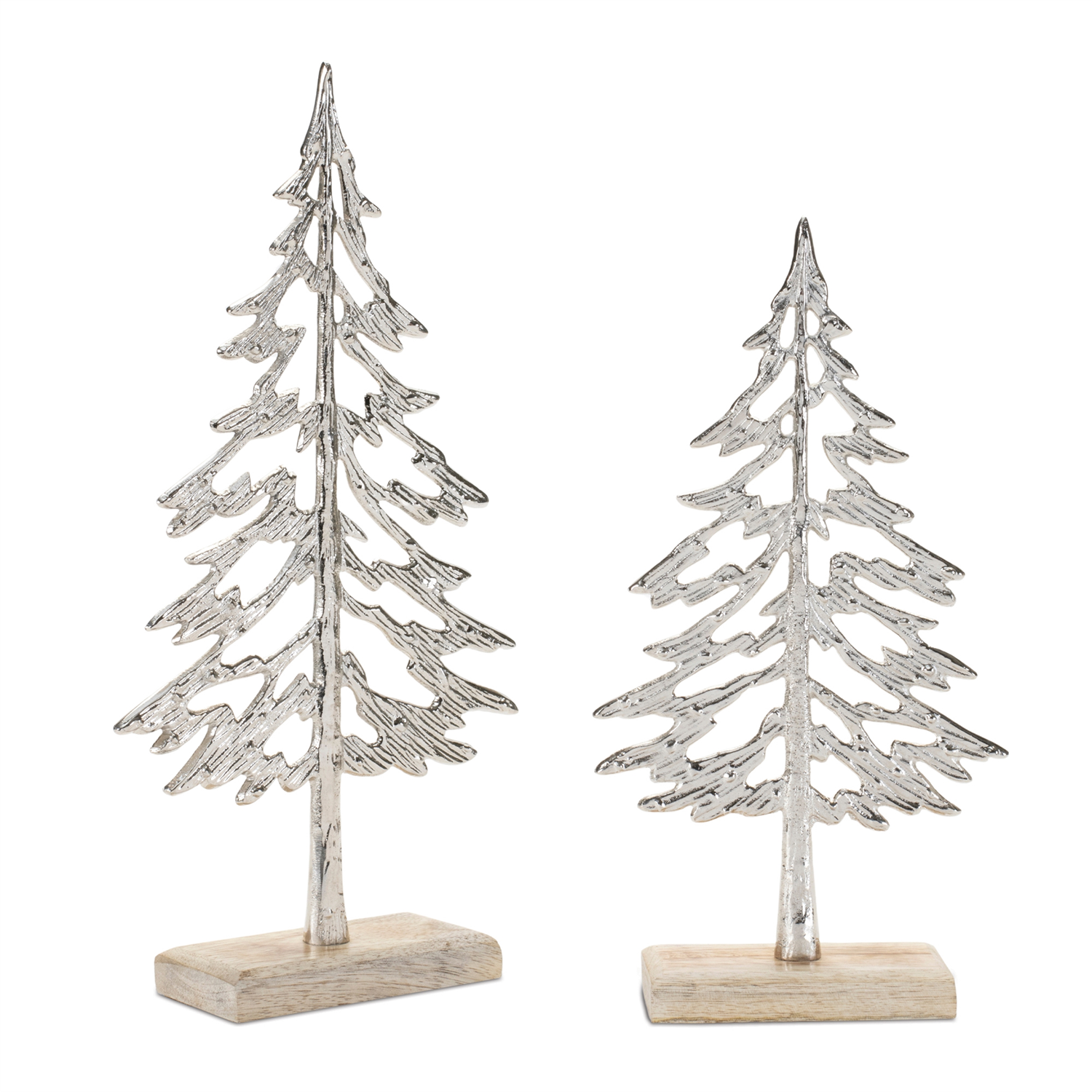 Tree (Set of 2) 10.5"H, 12.5"H Aluminum/Wood