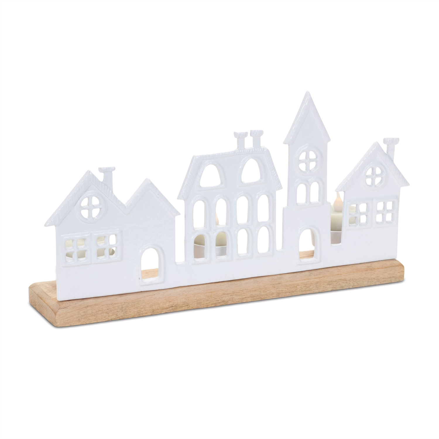 Street Scene Tealight Holder (Set of 2) 12"L x 6"H Aluminum