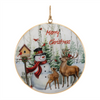 Snowman and Deer Disc Ornament (Set of 6) 6”H Iron
