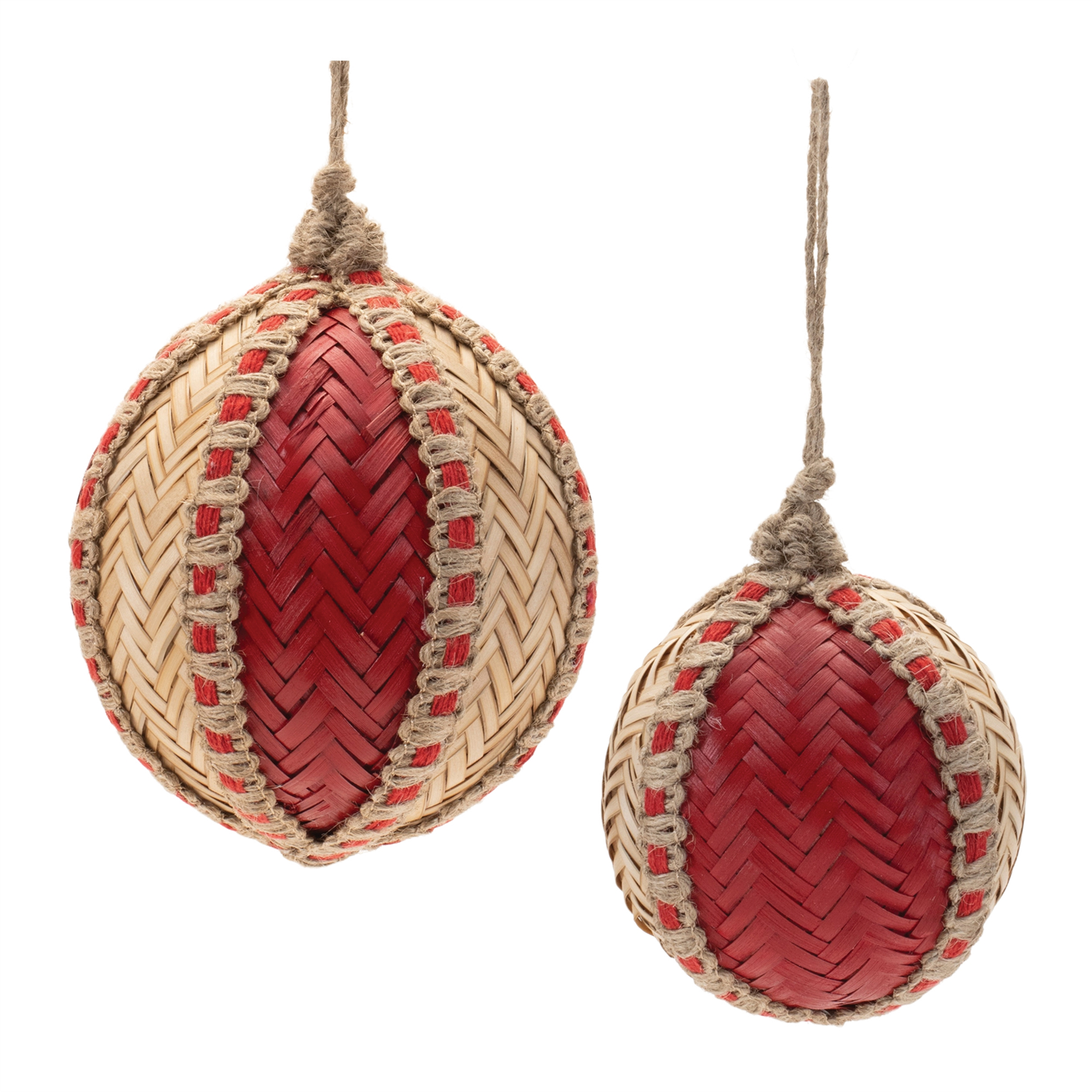 Ball Ornament (Set of 4) 3"D, 4"D Plastic/Bamboo