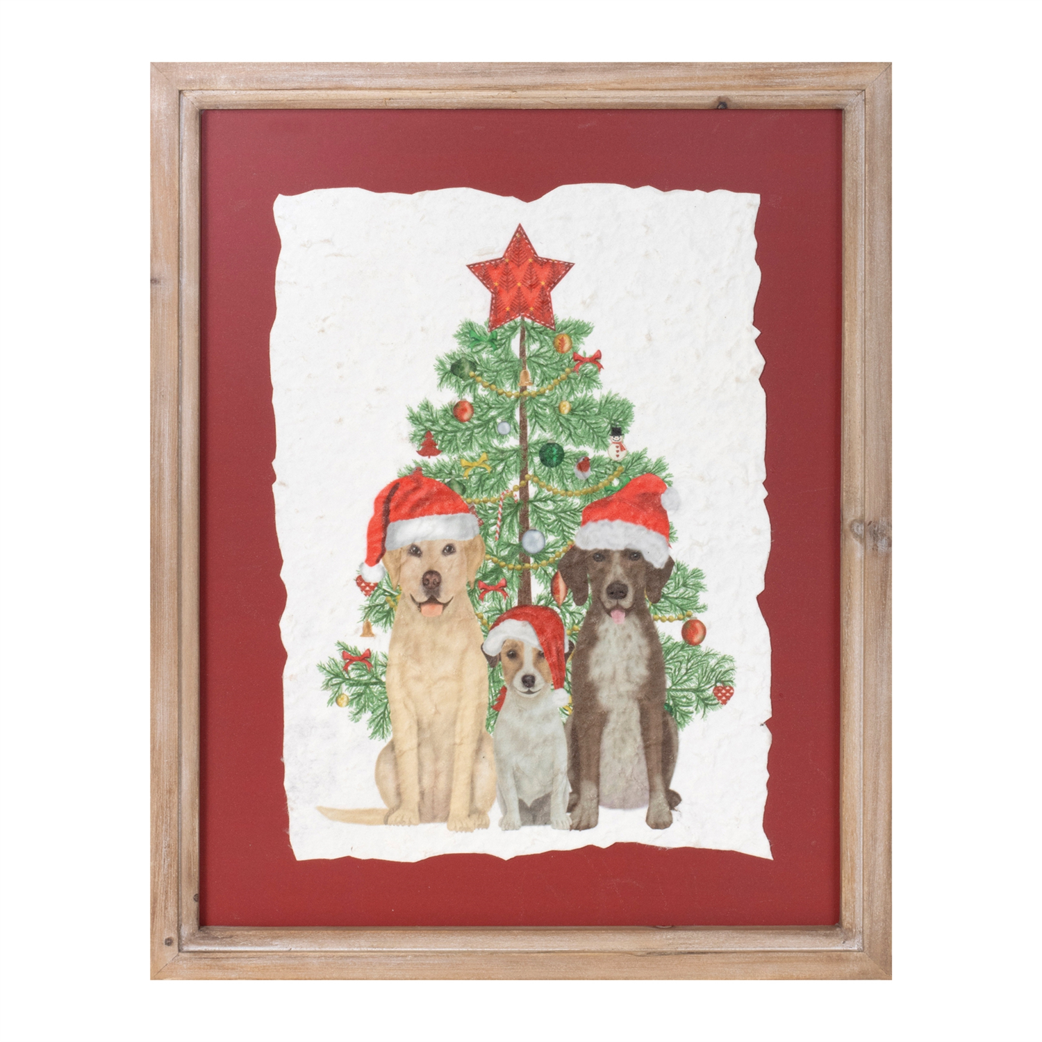 Dogs with Tree Frame 11.5"L x 15"H MDF/Wood
