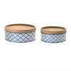 Canister (Set of 2) 9"D x 4"H, 11"D x 4.25"H Iron/Wood