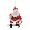 Santa on Skateboard Ornament (Set of 6) 5.5”H Glass