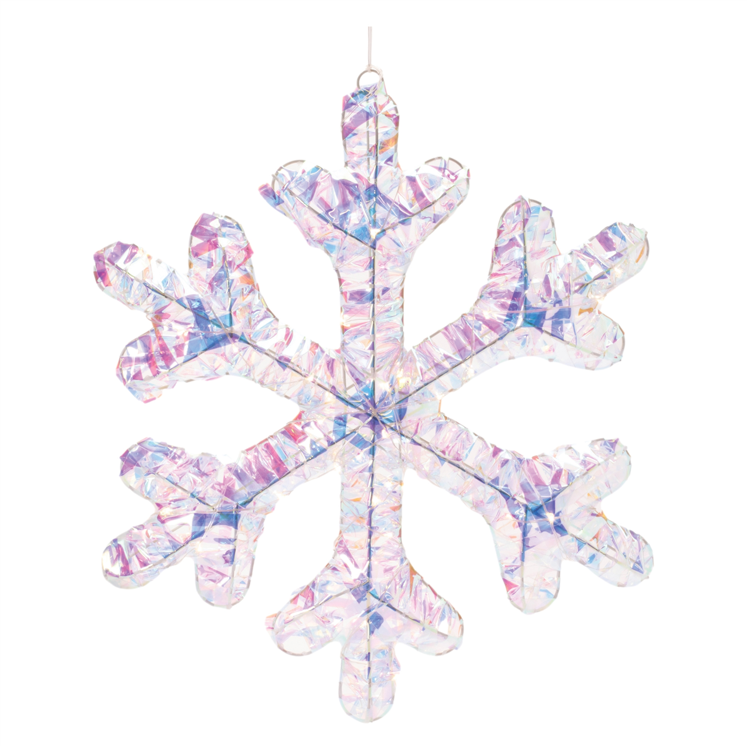 LED Snowflake Ornament (Set of 2) 16”H PVC/Wire 3 AA Batteries Not Included