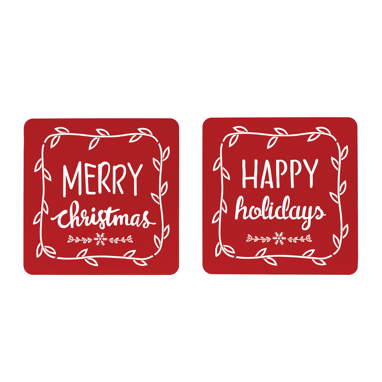 Happy Holidays/Merry Christmas Plaque (Set of 2) 16”SQ Sheet Iron