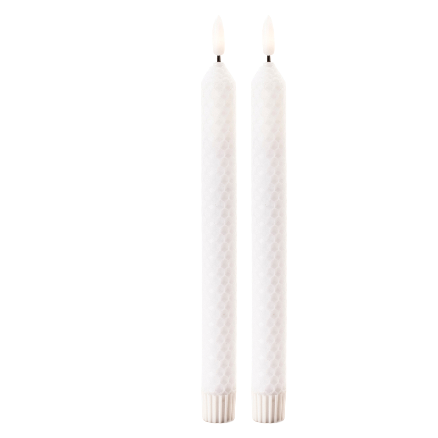 FIA Wick Taper Candle (Set of 2) WHITE 9.5”H Wax/Plastic 2 AAA Batteries Not Included