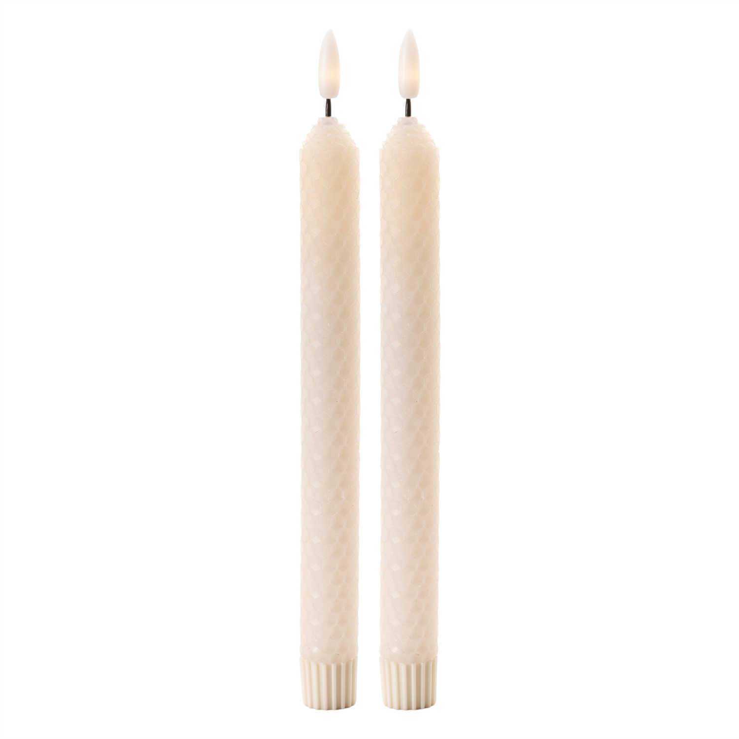 FIA Wick Taper Candle (Set of 2) CREAM 9.5”H Wax/Plastic 2 AAA Batteries Not Included