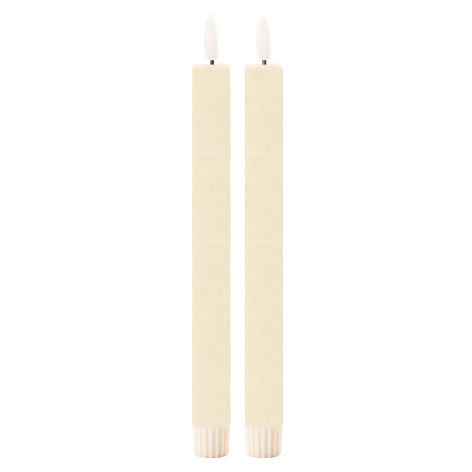 FIA Wick Taper Candle (Set of 2) CREAM 11”H Wax/Plastic 2 AAA Batteries Not Included