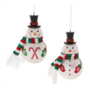 Snowman Ornament (Set of 6) 4.5”H Glass/Fabric