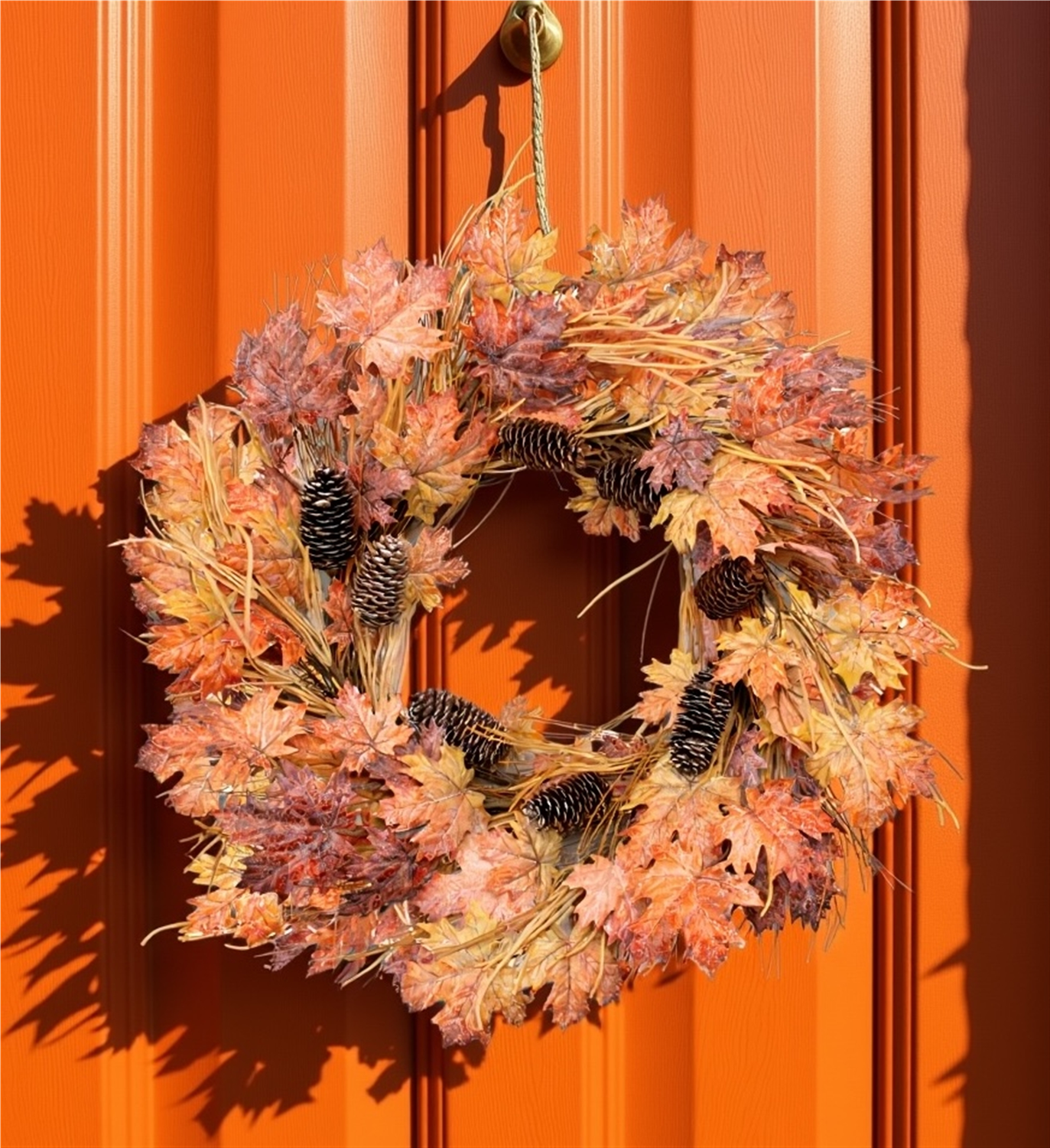 Mixed Maple Leaf Wreath 26”D Polyester
