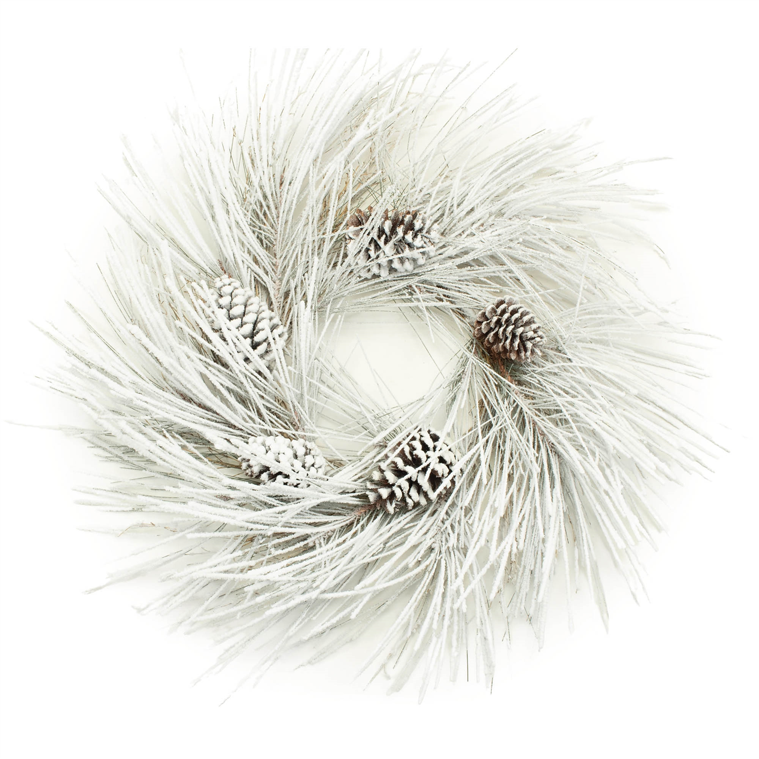 Flocked Pine Wreath 28”D PVC